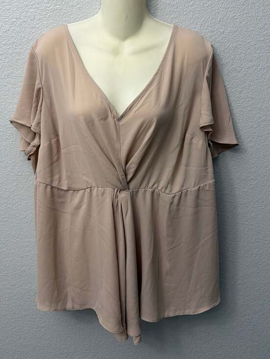Torrid Tops - Torrid Mushroom Georgette Blouse Women’s Blush Twist Surplice Flutter Size 1